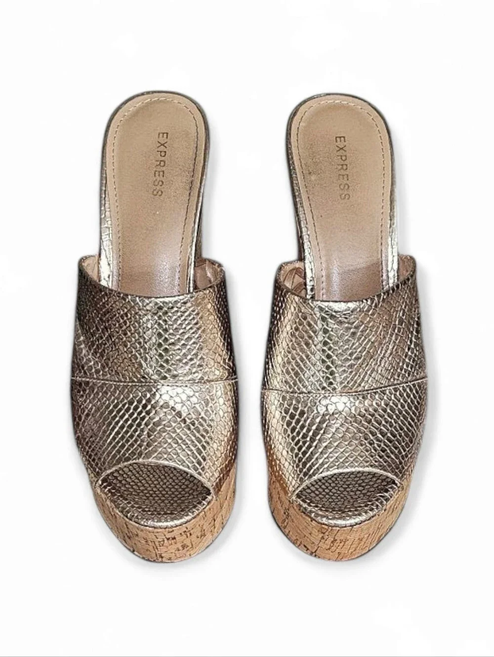 Express Metallic Gold Wedge Sandal